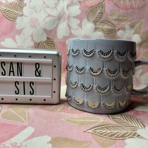 Starbucks Mug with Gray and Gold Design